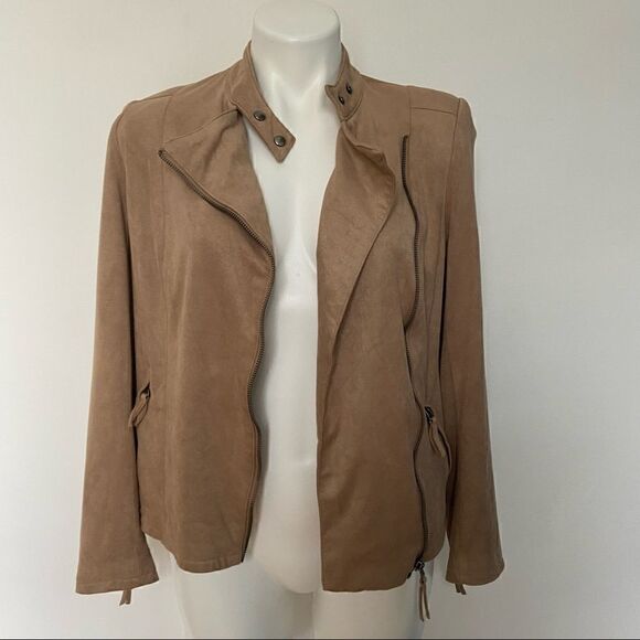 Adrienne Vittadini Faux Suede Moto Style jacket - Picture 4 of 15